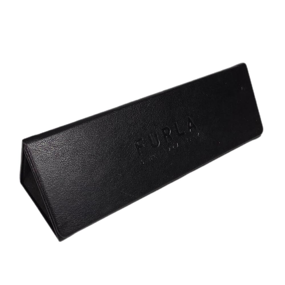 FURLA BLACK COLLAPSIBLE EYEGLASS CASE – TRIANGLE DESIGN – 6.25" L x 2.25" W